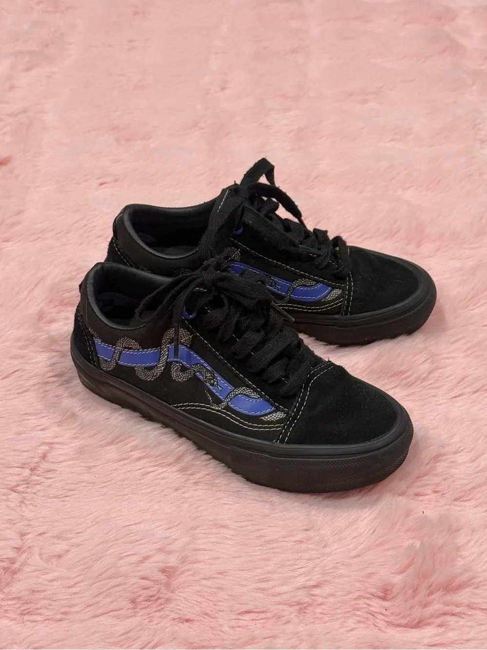 VANS x Breana Geering Skate Old Skool Blue Stripe Snake Shoes